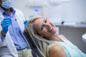 Woman in dental chair awaiting sedation dentistry procedure
